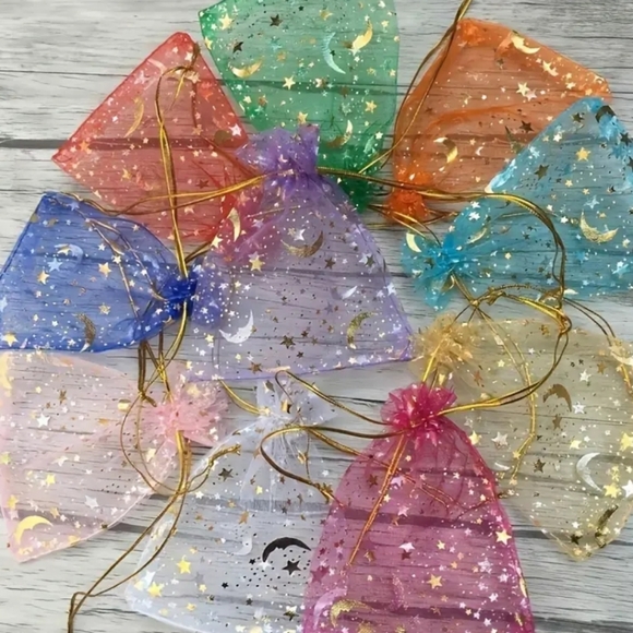 None Other - 15pc Star and Moon Transparent Drawstring Bag